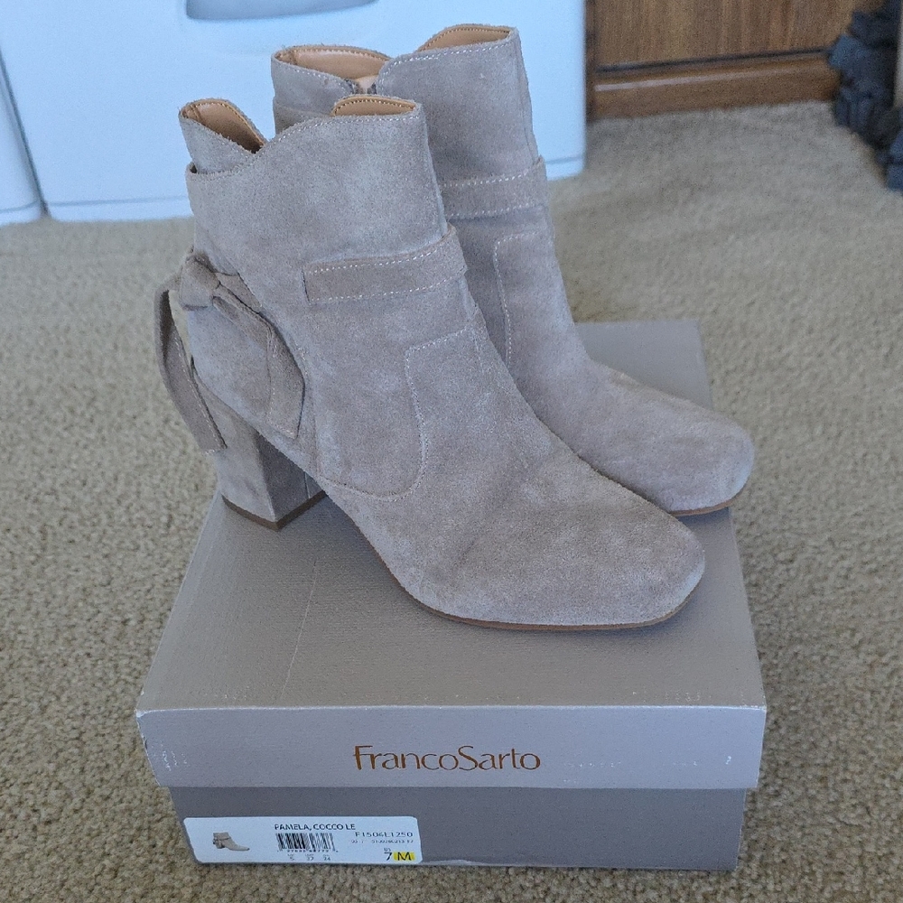 Franco Sarto Women's Suede Ankle Booties - Light Brown/Tan Size 7M